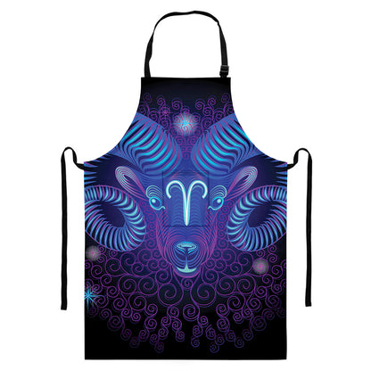 Dark Aries Zodiac Sign Print Bib Apron With Pocket