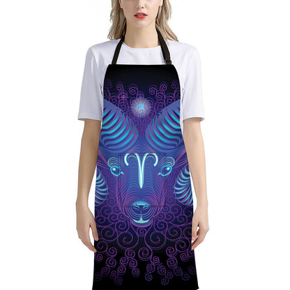 Dark Aries Zodiac Sign Print Bib Apron With Pocket