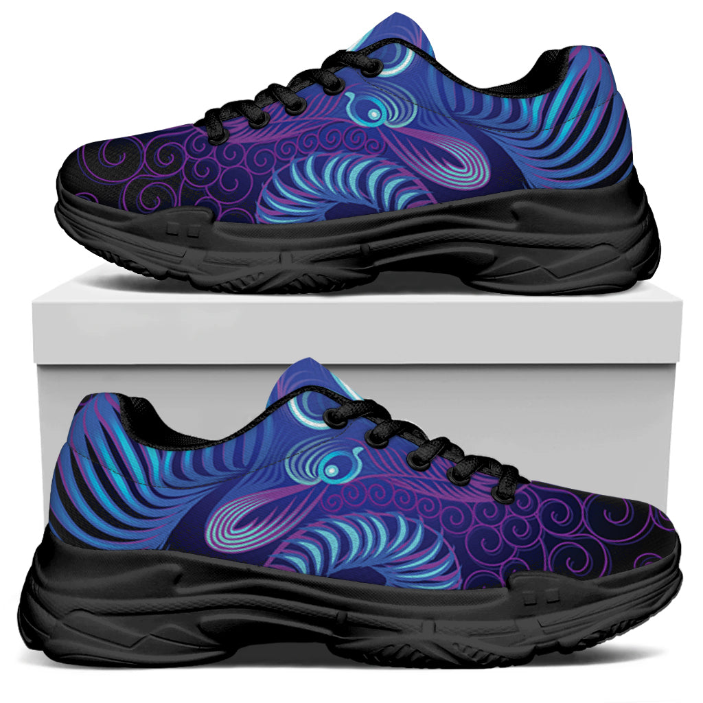 Dark Aries Zodiac Sign Print Black Chunky Shoes