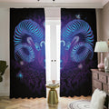 Dark Aries Zodiac Sign Print Dimout Pencil Pleat Curtains