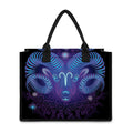 Dark Aries Zodiac Sign Print Canvas Tote Bag