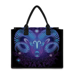 Dark Aries Zodiac Sign Print Canvas Tote Bag