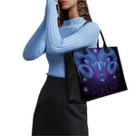 Dark Aries Zodiac Sign Print Canvas Tote Bag