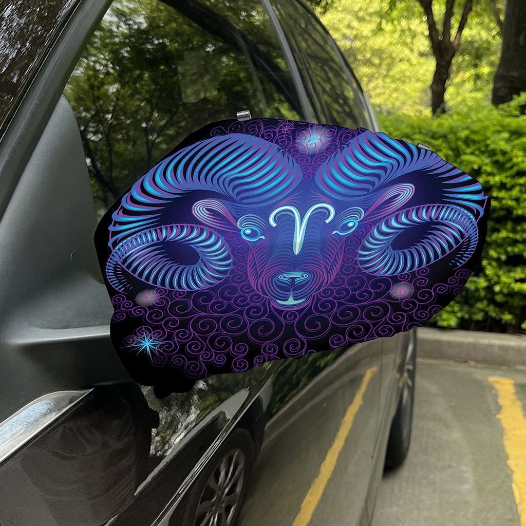 Dark Aries Zodiac Sign Print Car Side Mirror Covers