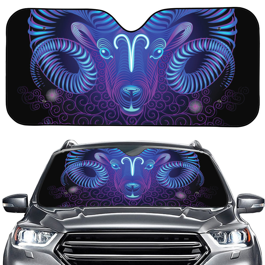 Dark Aries Zodiac Sign Print Car Windshield Sun Shade