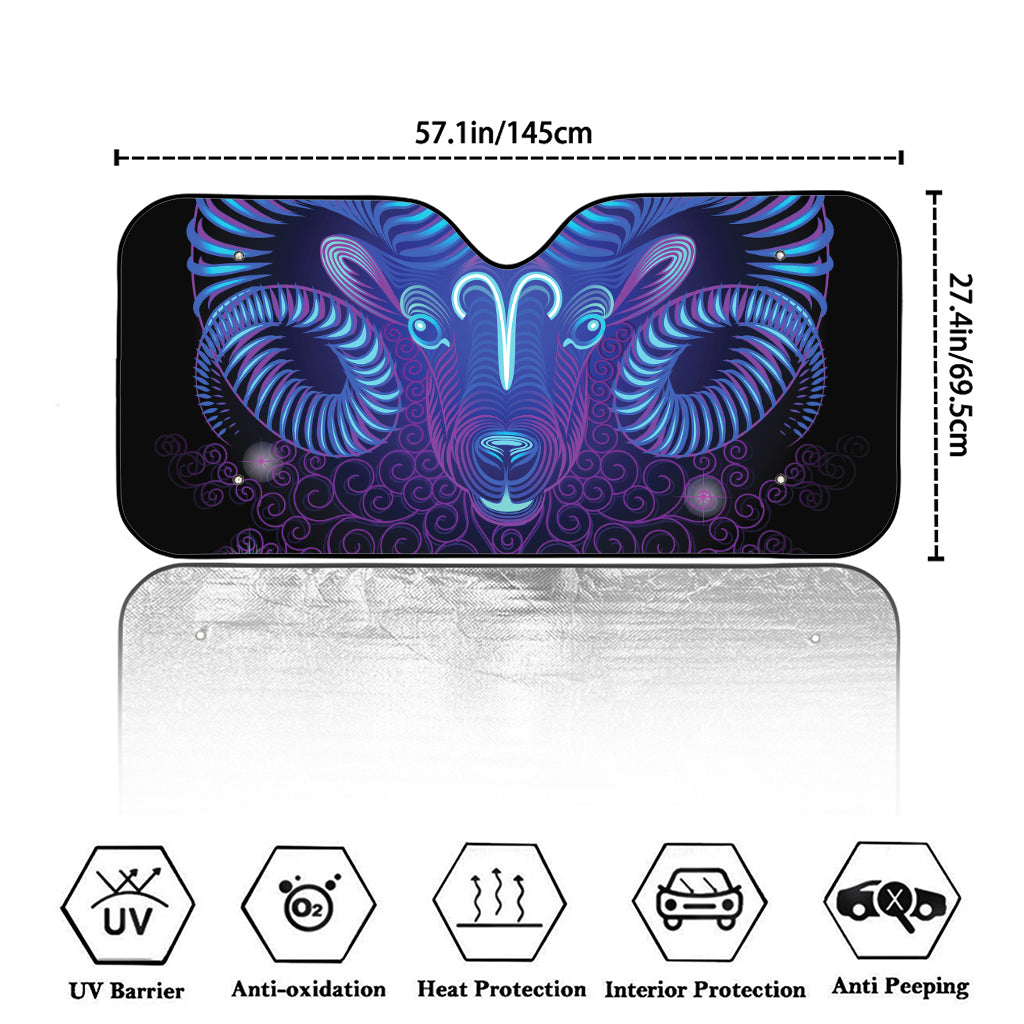 Dark Aries Zodiac Sign Print Car Windshield Sun Shade