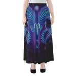 Dark Aries Zodiac Sign Print Chiffon Maxi Skirt