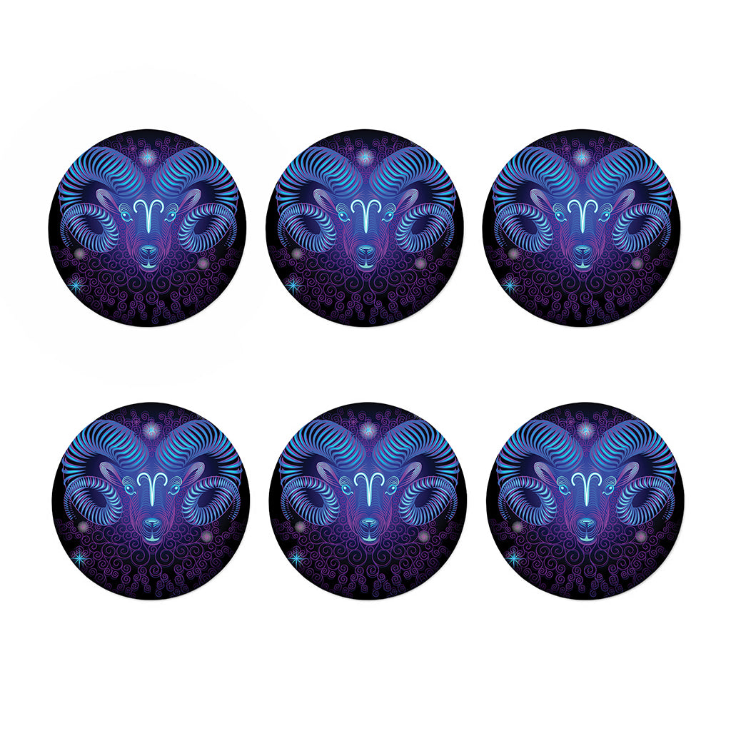 Dark Aries Zodiac Sign Print Coaster Set
