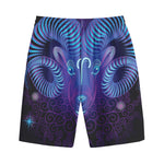Dark Aries Zodiac Sign Print Cotton Shorts