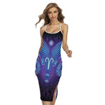Dark Aries Zodiac Sign Print Cross Back Cami Dress
