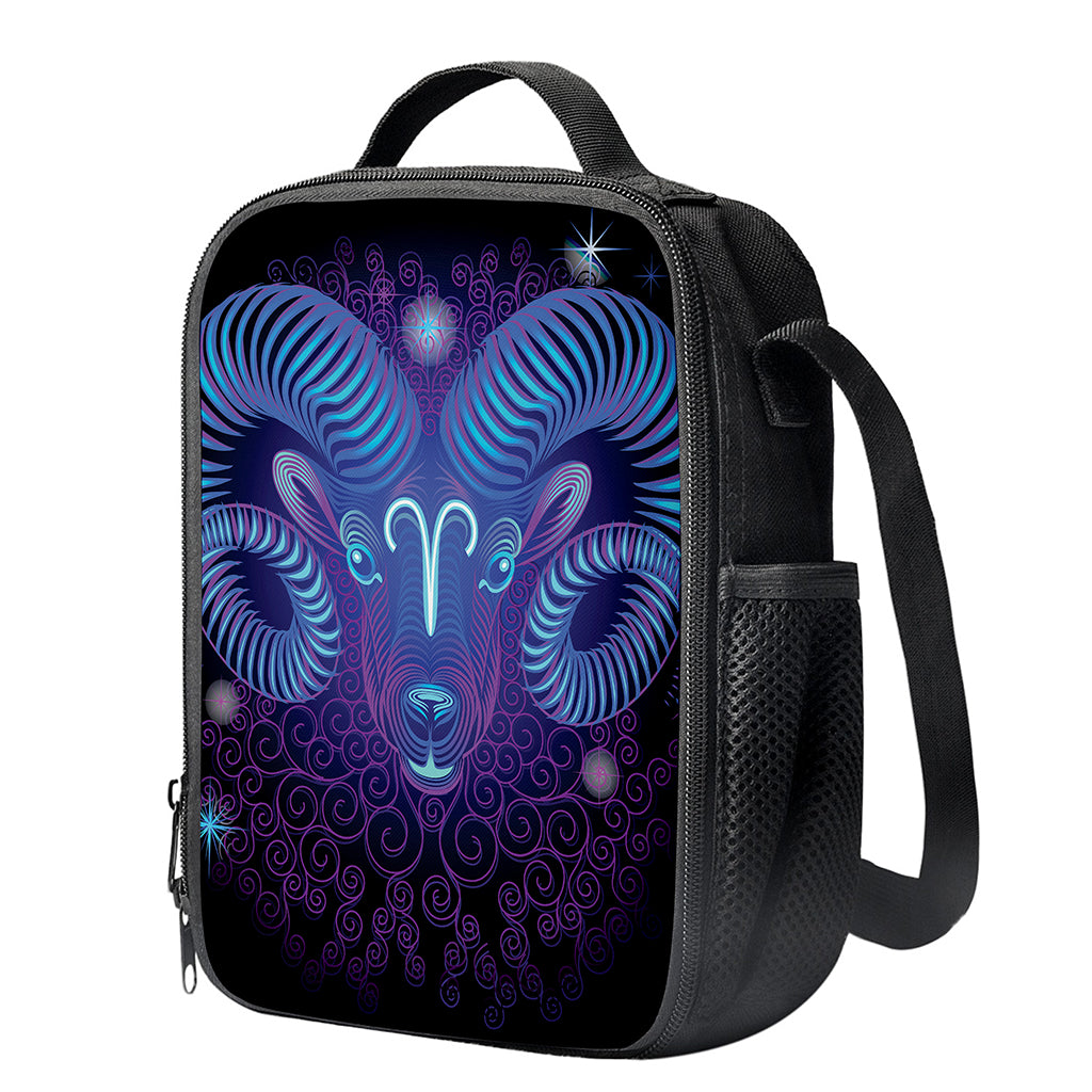 Dark Aries Zodiac Sign Print Crossbody Lunch Bag