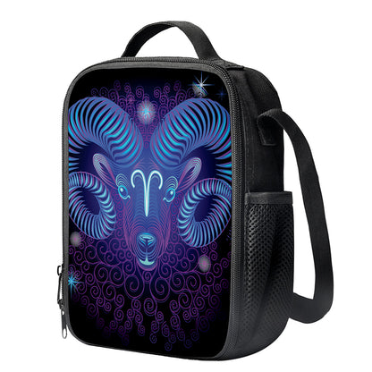 Dark Aries Zodiac Sign Print Crossbody Lunch Bag