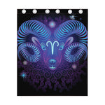 Dark Aries Zodiac Sign Print Curtain