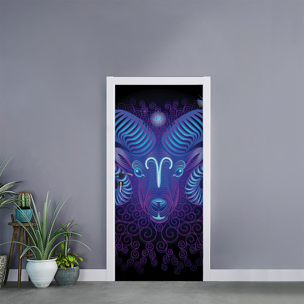 Dark Aries Zodiac Sign Print Door Sticker