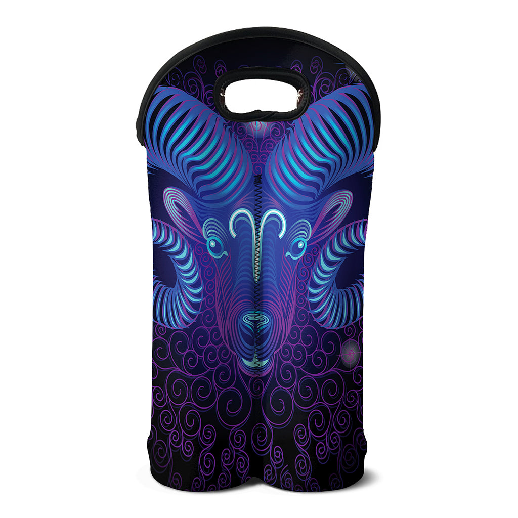 Dark Aries Zodiac Sign Print Double Neoprene Wine Tote