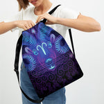 Dark Aries Zodiac Sign Print Drawstring Backpack
