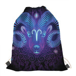 Dark Aries Zodiac Sign Print Drawstring Bag