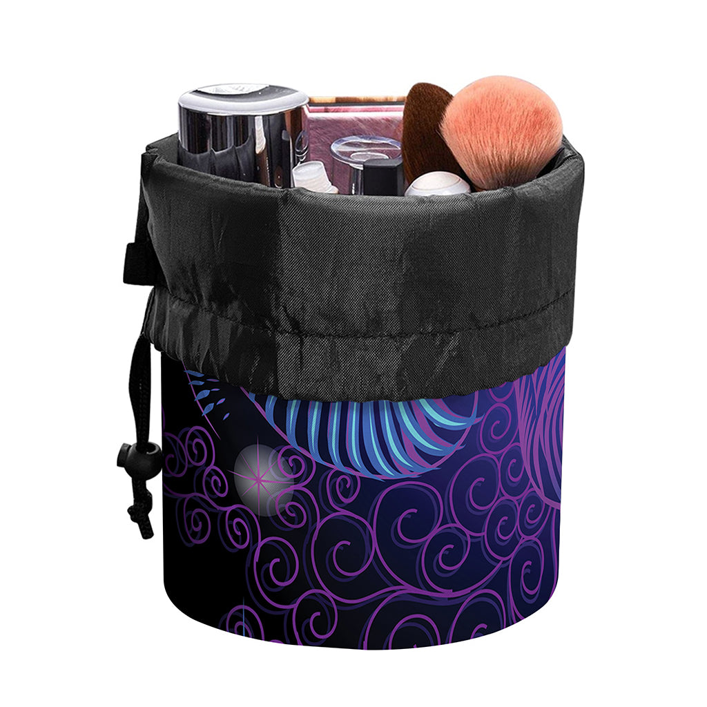 Dark Aries Zodiac Sign Print Drawstring Makeup Bag