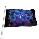 Dark Aries Zodiac Sign Print Flag