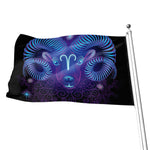 Dark Aries Zodiac Sign Print Flag