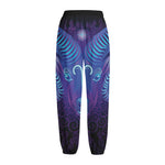 Dark Aries Zodiac Sign Print Fleece Lined Knit Pants