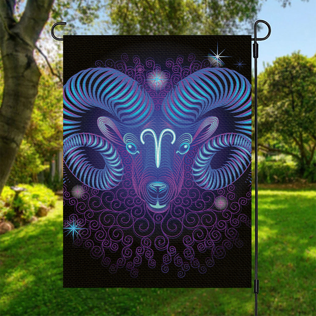 Dark Aries Zodiac Sign Print Garden Flag