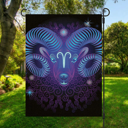 Dark Aries Zodiac Sign Print Garden Flag