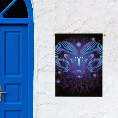 Dark Aries Zodiac Sign Print Garden Flag