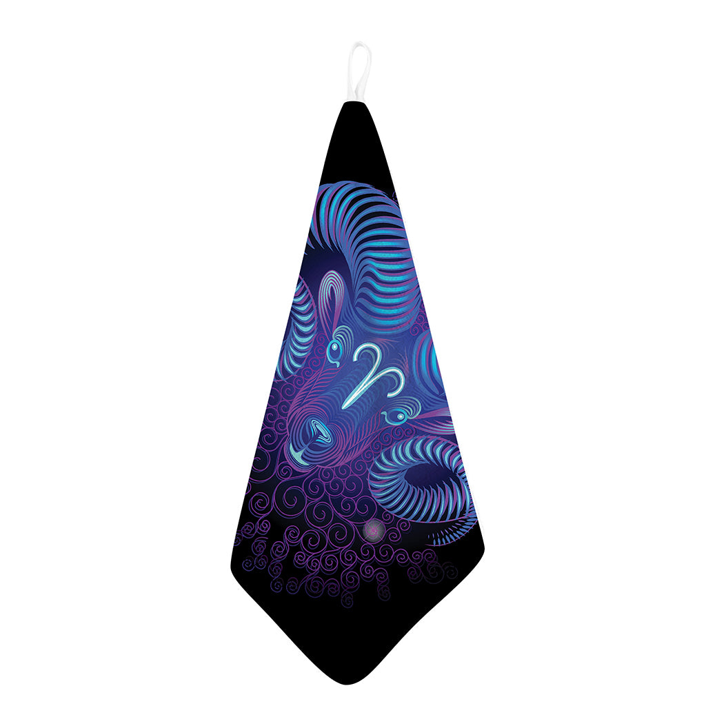 Dark Aries Zodiac Sign Print Hand Towel