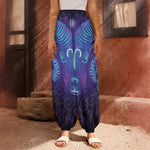 Dark Aries Zodiac Sign Print Harem Pants