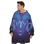 Dark Aries Zodiac Sign Print Hoodie Blanket