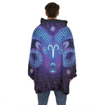 Dark Aries Zodiac Sign Print Hoodie Blanket