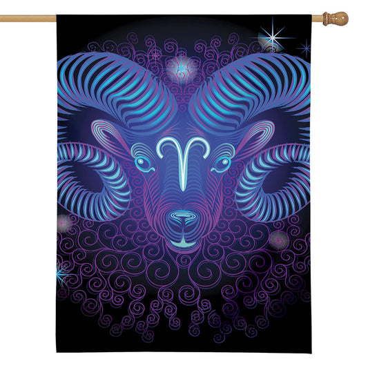 Dark Aries Zodiac Sign Print House Flag