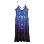 Dark Aries Zodiac Sign Print Jersey Midi Cami Dress