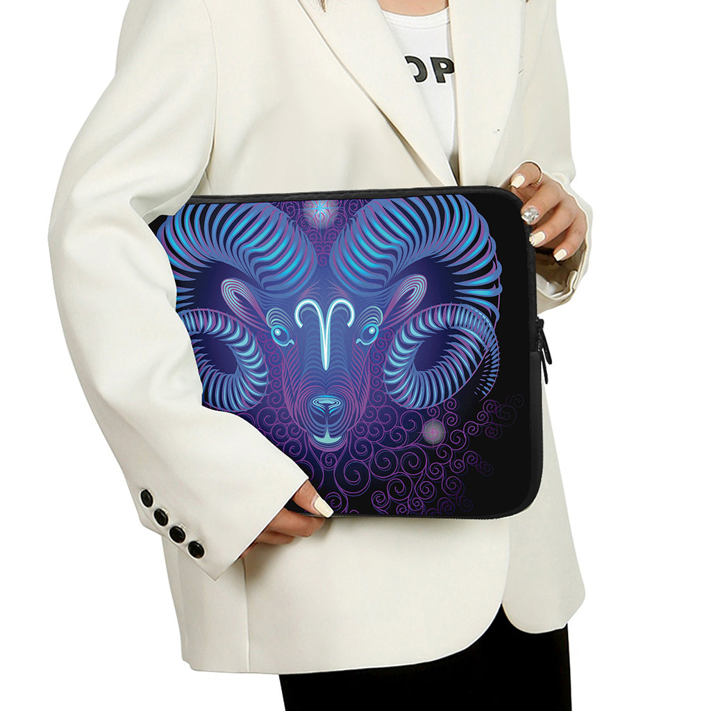 Dark Aries Zodiac Sign Print Laptop Sleeve