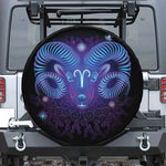 Dark Aries Zodiac Sign Print Leather Spare Tire Cover