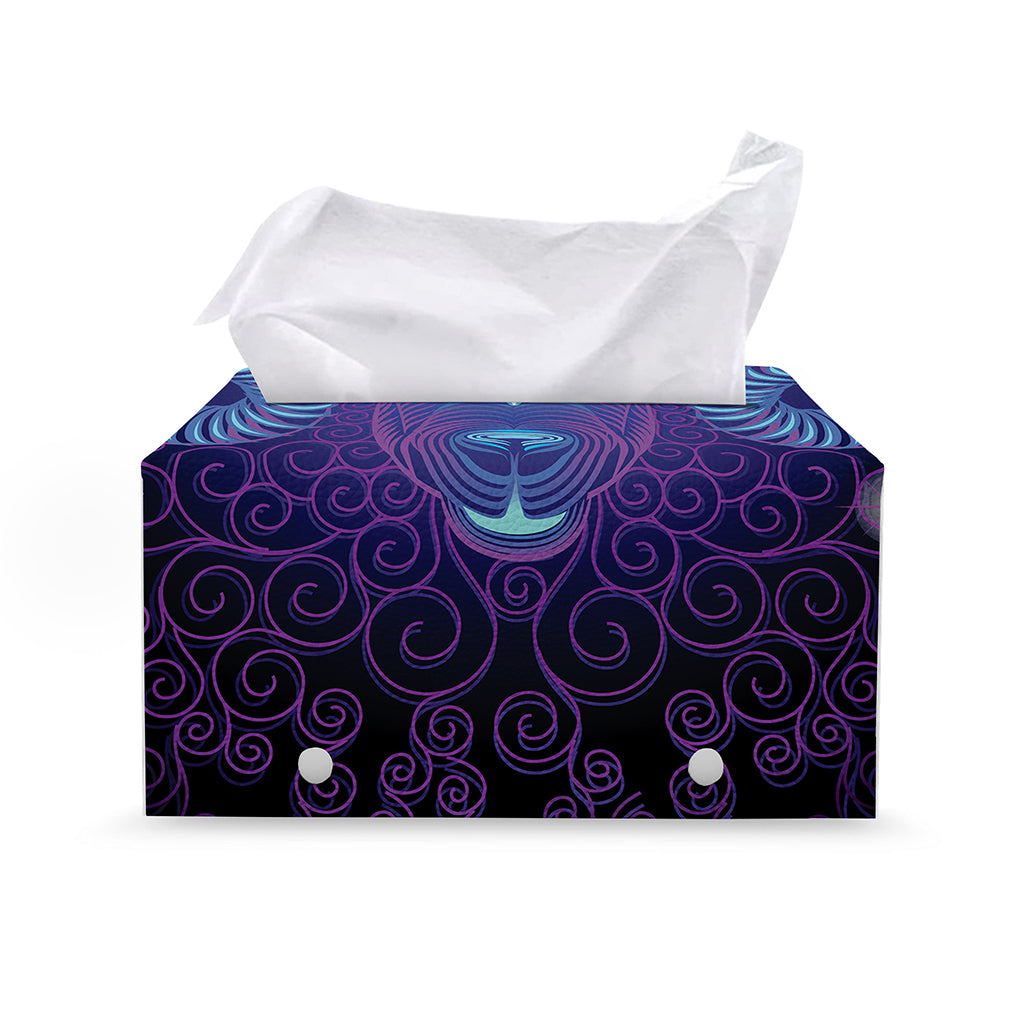 Dark Aries Zodiac Sign Print Leather Tissue Box Cover