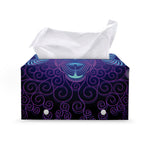 Dark Aries Zodiac Sign Print Leather Tissue Box Cover