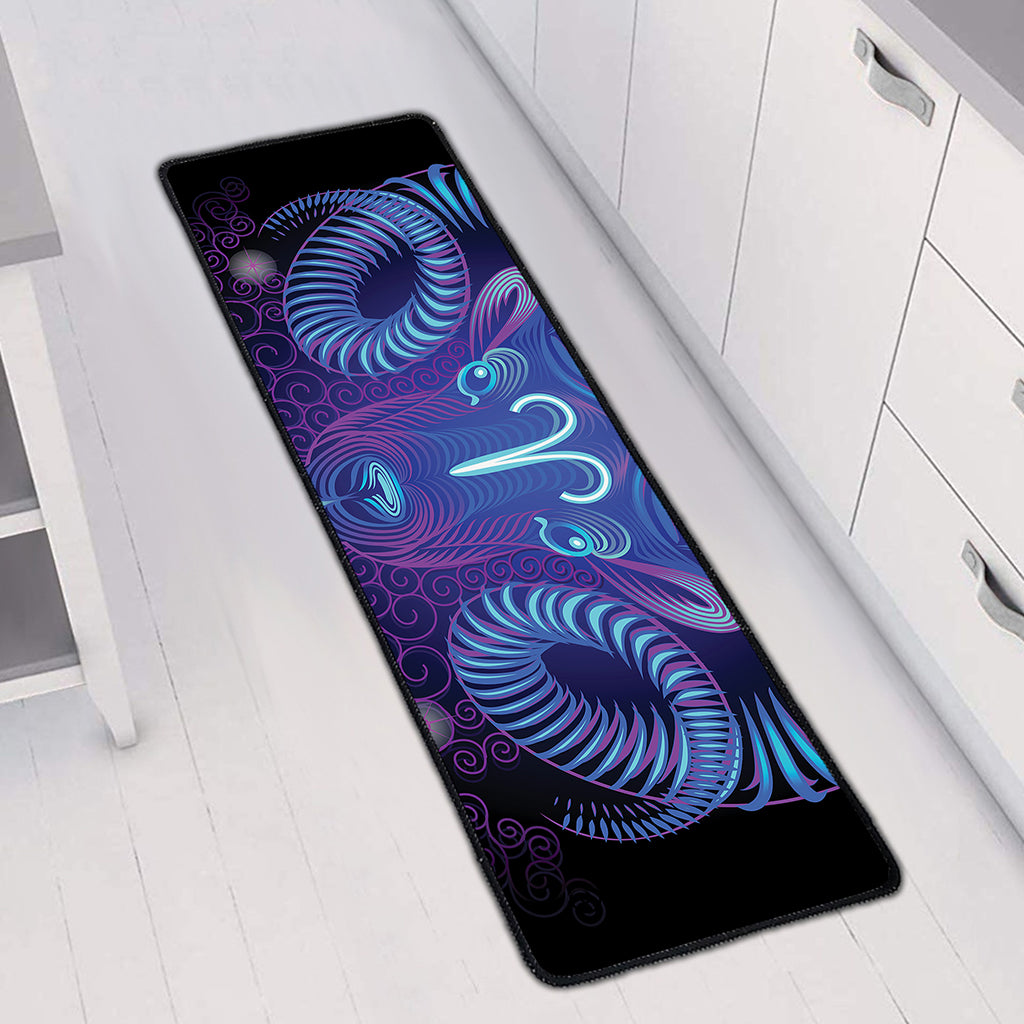 Dark Aries Zodiac Sign Print Long Kitchen Mat