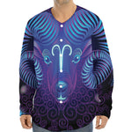 Dark Aries Zodiac Sign Print Long Sleeve Baseball Jersey