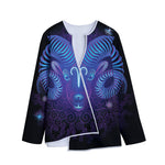Dark Aries Zodiac Sign Print Long Sleeve Short Coat