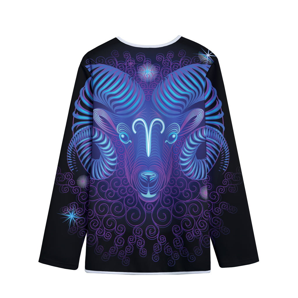Dark Aries Zodiac Sign Print Long Sleeve Short Coat