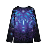 Dark Aries Zodiac Sign Print Long Sleeve Short Coat
