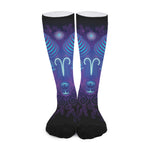 Dark Aries Zodiac Sign Print Long Socks