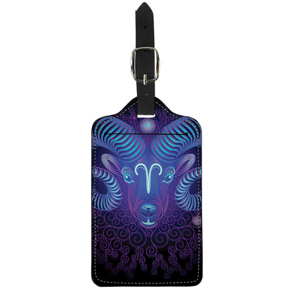 Dark Aries Zodiac Sign Print Luggage Tag