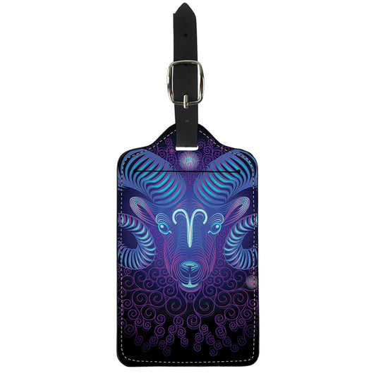 Dark Aries Zodiac Sign Print Luggage Tag