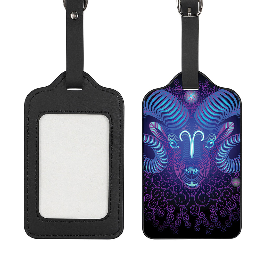 Dark Aries Zodiac Sign Print Luggage Tag