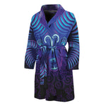 Dark Aries Zodiac Sign Print Men's Bathrobe
