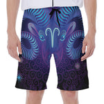 Dark Aries Zodiac Sign Print Men's Beach Shorts