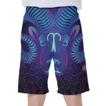 Dark Aries Zodiac Sign Print Men's Beach Shorts